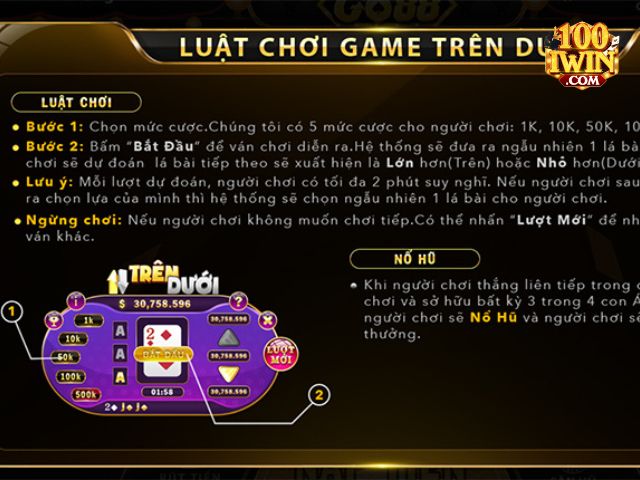 Thông tin luật chơi game trên dưới iWin chi tiết